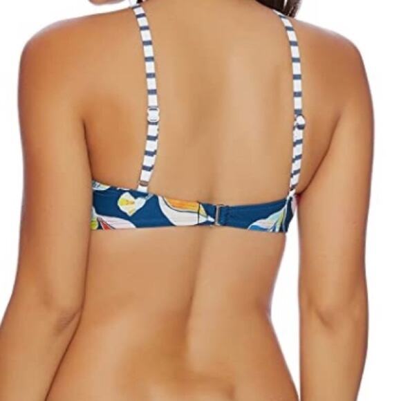 Splendid Tropical Navy High Neck Bikini Top NWT - Picture 4 of 11